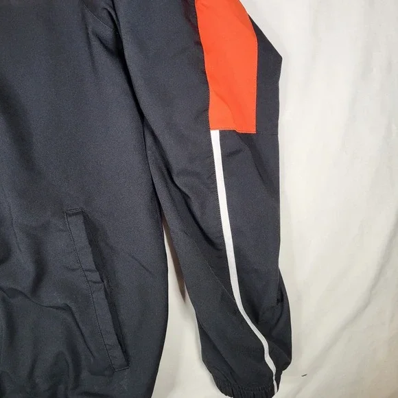 Nike Men's Medium Dri-Fit Black Orange Stripe Full Zip Track Jacket - Picture 5 of 10